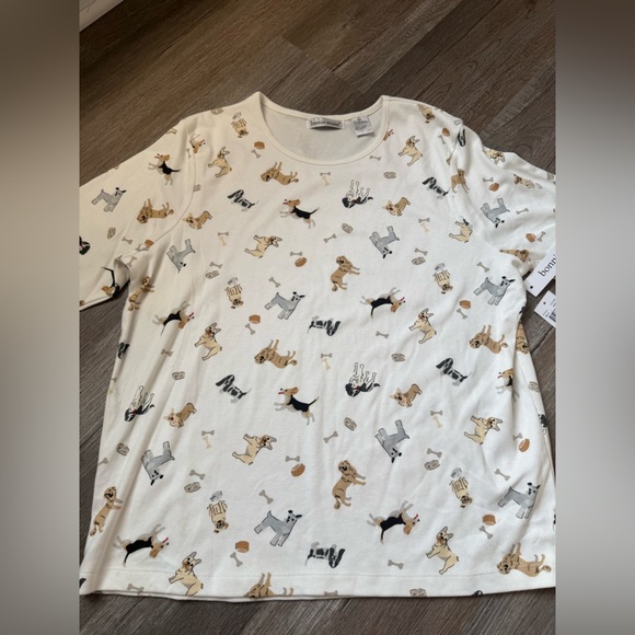 VTG Bonnie Evans Doggie Long Sleeve Tshirt Dog Shirt White Multi Color Size L XL - Picture 3 of 6